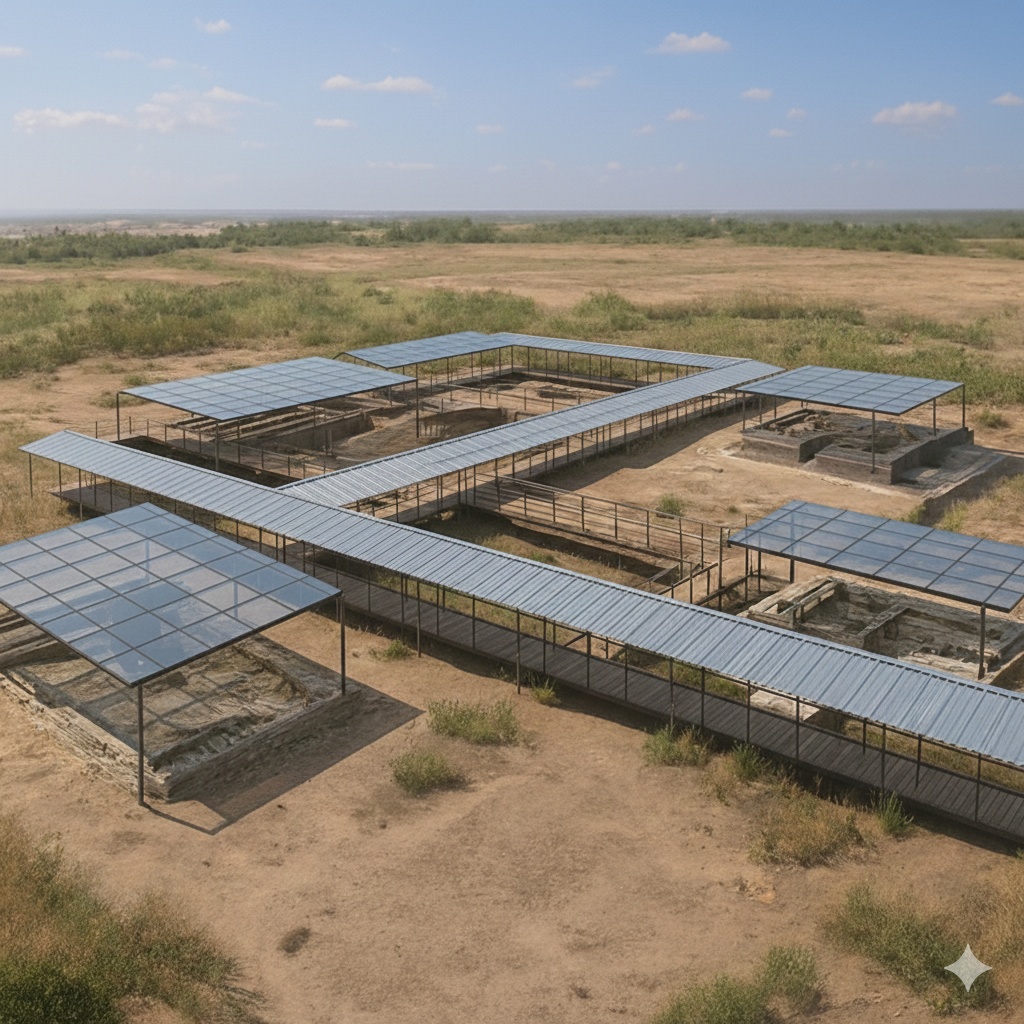 Vista generale delle coperture leggere sul sito archeologico