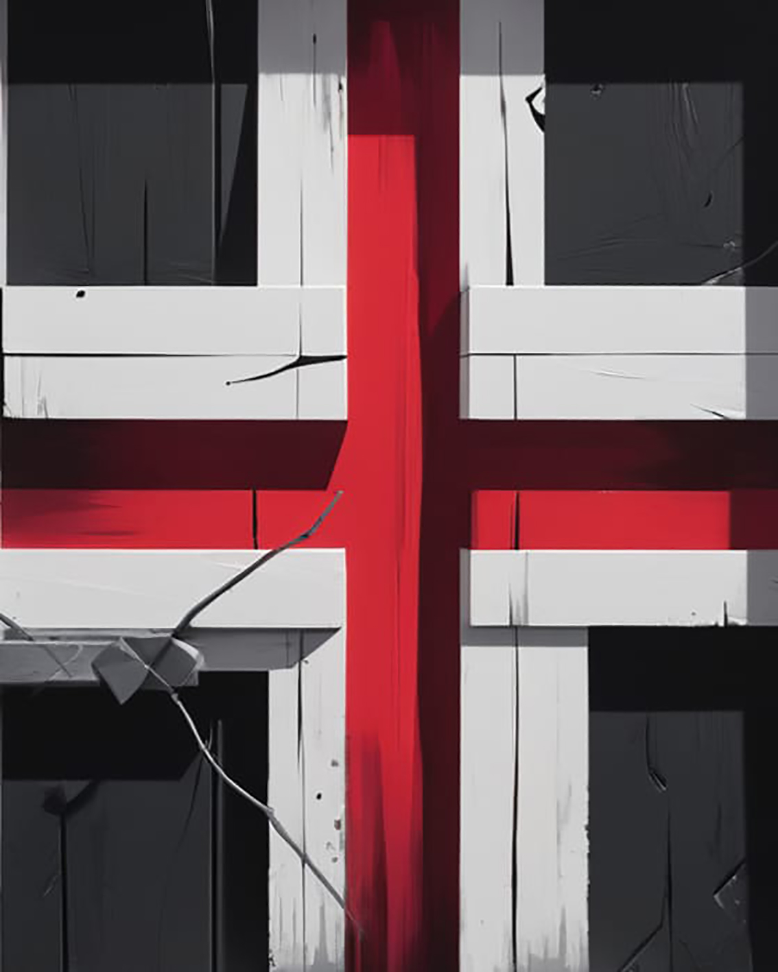 Composizione astratta con croce e superficie materica