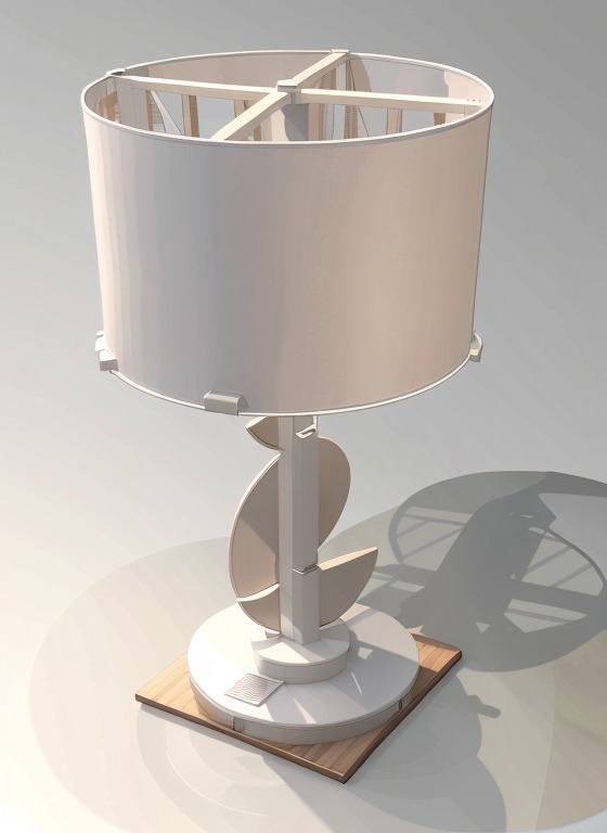 Lampada scultorea con struttura curva