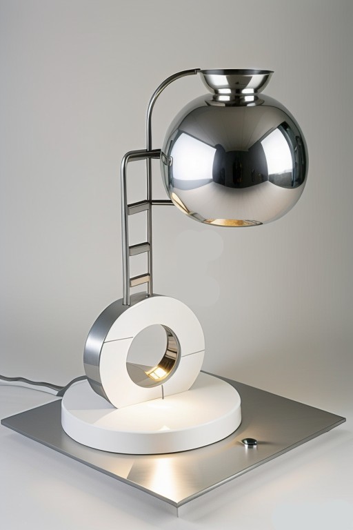 Lampada con sfera metallica riflettente